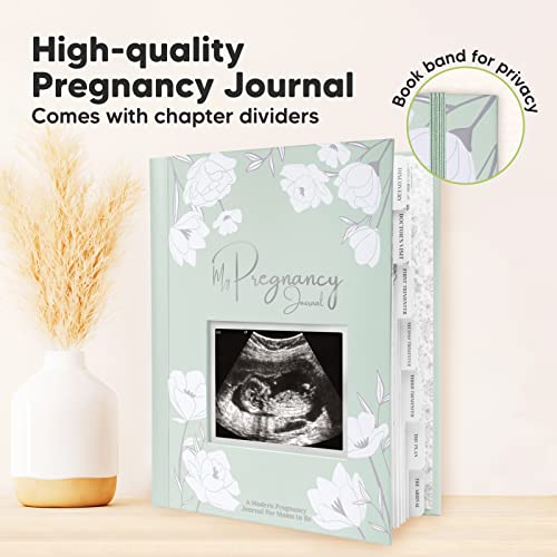 Pregnancy Journal, Pregnancy Announcements - 80 Pages Hard Cover Pregnancy Book For Mom To Be Gift - Pregnancy Gifts For New Moms - First Time Expecting Mom Gift - Baby Album And Memory Book (Sage)