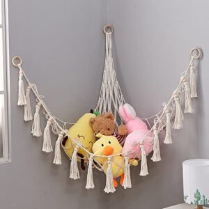 Rousytn Stuffed Animal Hammock Plush Toy Hammock Stuff Animals Organizer Storage Large Corner Plush Toys Net Holder Toy Hammock for Bedroom, Nursery