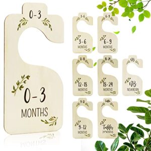 lukinuo beautiful wooden baby closet dividers for clothes - 8pcs double sided baby clothes organizers from newborn to 24 months adorable hanging closet dividers for newborn nursery decor