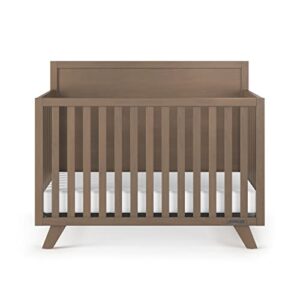 Child Craft SOHO 4-in-1 Convertible Crib with Flat-Top Headboard, Mid-Century Modern Baby Crib, Dusty Heather