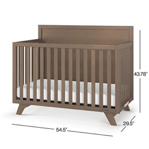 Child Craft SOHO 4-in-1 Convertible Crib with Flat-Top Headboard, Mid-Century Modern Baby Crib, Dusty Heather