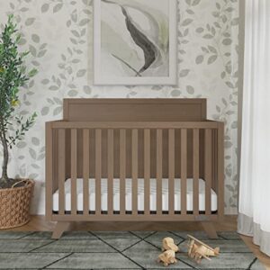 Child Craft SOHO 4-in-1 Convertible Crib with Flat-Top Headboard, Mid-Century Modern Baby Crib, Dusty Heather