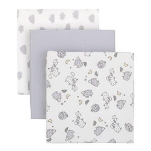 carter's sleepy sheep white and gray cloud lamb 100% cotton 44' x 44" 3 pack muslin swaddle blanket