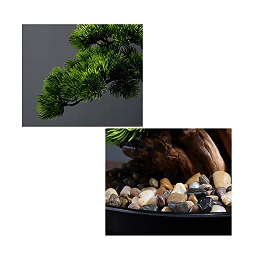 Artificial Bonsai Tree 17 Inches Artificial Bonsai Pine Tree，Realistic Fake Plant Decoration, Potted Artificial House Plants, for Desktop Display， Zen Garden Décor Desktop Display Fake Plant Greenery