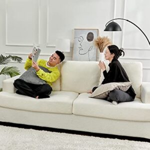 AMERLIFE Sofa, Deep Seat Sofa-Contemporary Bouclé Sofa Couch, 3 Seater for Living Room-Oversized Off-White Comfy Visit The Store 97in x 33in x 40in