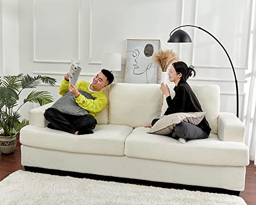 AMERLIFE Sofa, Deep Seat Sofa-Contemporary Bouclé Sofa Couch, 3 Seater for Living Room-Oversized Off-White Comfy Visit The Store 97in x 33in x 40in