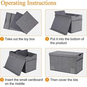 VICTOR'S Kids Toy Box Chest - Extra Large Lightweight Collapsible Toy Storage Organizer Boxes Bins Baskets for Kids, Boys, Girls, Nursery Room, Playroom, Closet (Dark Grey)