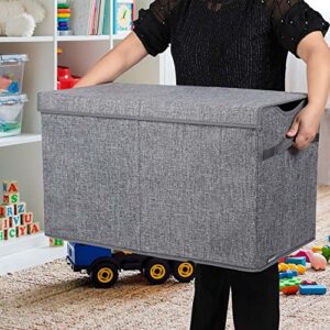 VICTOR'S Kids Toy Box Chest - Extra Large Lightweight Collapsible Toy Storage Organizer Boxes Bins Baskets for Kids, Boys, Girls, Nursery Room, Playroom, Closet (Dark Grey)