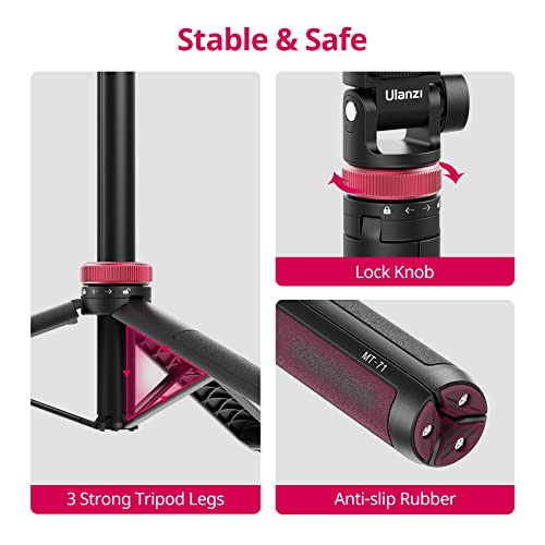 59in Selfie Tripod for Camera Gopro - ULANZI MT-71 Invisible Long Extendable Selfie Vlog Handle Portable Lightweight Tripod Stand 7 Sections for Gopro Hero 11 10 9 8 7 Black/insta360 One DJI Action