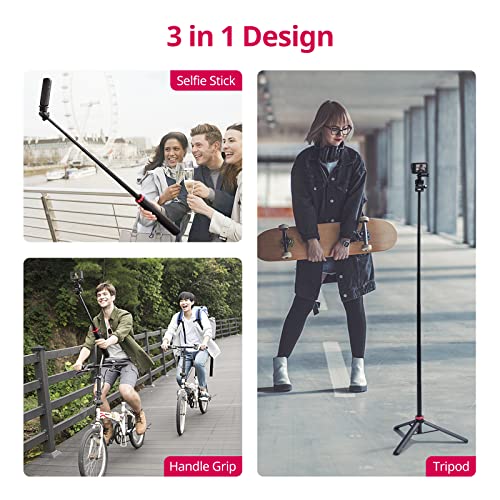 59in Selfie Tripod for Camera Gopro - ULANZI MT-71 Invisible Long Extendable Selfie Vlog Handle Portable Lightweight Tripod Stand 7 Sections for Gopro Hero 11 10 9 8 7 Black/insta360 One DJI Action