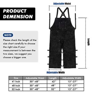 Leather Welding Apron Split Leg for Men and Women,Heavy Duty Cowhide Leather Welding Pants-Forging Apron Black