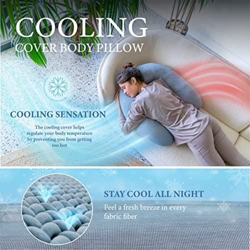 PharMeDoc Crescent Cooling Pregnancy Pillows - Body Pillow for Adults - Side Sleeper – Maternity and Nursing Pillow Breast Feeding - Pregnancy Must Haves - Dark Grey Cooling Cover