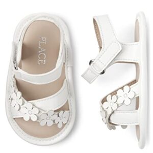 The Children's Place Baby Girls Newborn Flat Sandals, White, 6-12 Infant