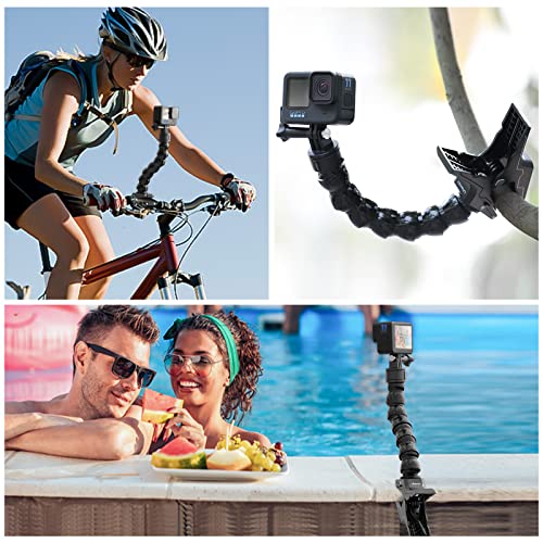 Go-Quick II Jaws Clamp Mount with Magnetic Quick Release Adapter Mount for GoPro Series Action Camera Quick Release Adjustable Gooseneck Clamp Flexible Video Shooting Angle