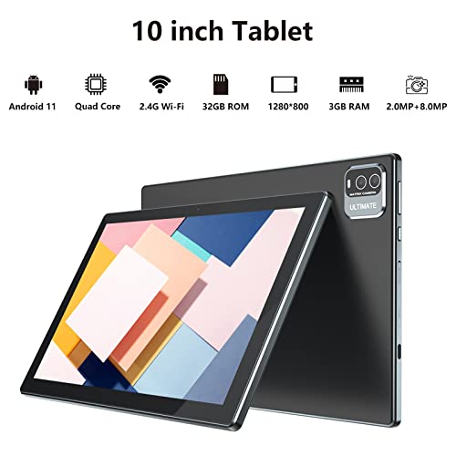 ZZB Tablets 10 inch Android 11 Tablet, 3GB RAM 32GB ROM Tab, 1.8GHZ Quad-Core Processor 8MP & 2MP Dual Camera 5G WiFi 6000MAH Battery 10.1" IPS HD Touch Screen Tabletas, Google GMS Play Tablet.