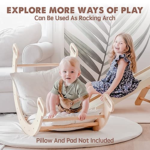 Tiny Land 5 in 1 Pikler Triangle Set, Baby Climbing Toys Indoor Playground, Foldable Toddler Climbing Toys, Wooden Montessori Climbing Set for 2-6 Years, Jungle Gym for Kids