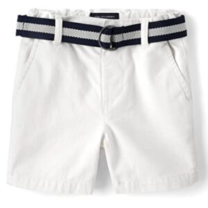 The Children's Place Baby Toddler Boys Chino Shorts, Simplywht, 5T,baby boys,and Toddler Boys Belted Chino Shorts,Simply White,5T