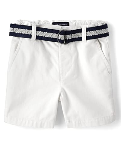 The Children's Place Baby Toddler Boys Chino Shorts, Simplywht, 5T,baby boys,and Toddler Boys Belted Chino Shorts,Simply White,5T