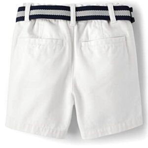 The Children's Place Baby Toddler Boys Chino Shorts, Simplywht, 5T,baby boys,and Toddler Boys Belted Chino Shorts,Simply White,5T