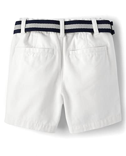 The Children's Place Baby Toddler Boys Chino Shorts, Simplywht, 5T,baby boys,and Toddler Boys Belted Chino Shorts,Simply White,5T