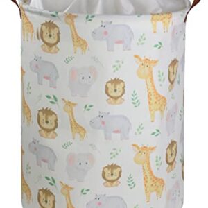 HIYAGON Baby Laundry Basket,Kids Hamper with Drawstring Cover,Cute Toy Storage Bin Nursery Hamper Safari Room Decor for Home(Baby hamper)