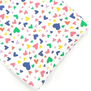 norani baby changing pad cover | softest organic cotton | diaper changing pad cover | fitted | infant and toddler | nursery | colorful hearts