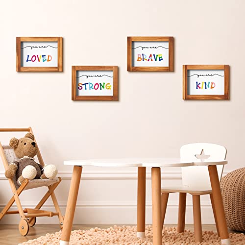 Kids Playroom Decor, UBTKEY Playroom Wall Decor Kids Room Wall Decor, Set of 4 Pieces Colorful Inspirational Quotes Framed Wooden Sign for Boys Girls Nursery Bedroom Bathroom Classroom, 8 x 6 inch