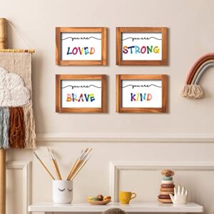 Kids Playroom Decor, UBTKEY Playroom Wall Decor Kids Room Wall Decor, Set of 4 Pieces Colorful Inspirational Quotes Framed Wooden Sign for Boys Girls Nursery Bedroom Bathroom Classroom, 8 x 6 inch