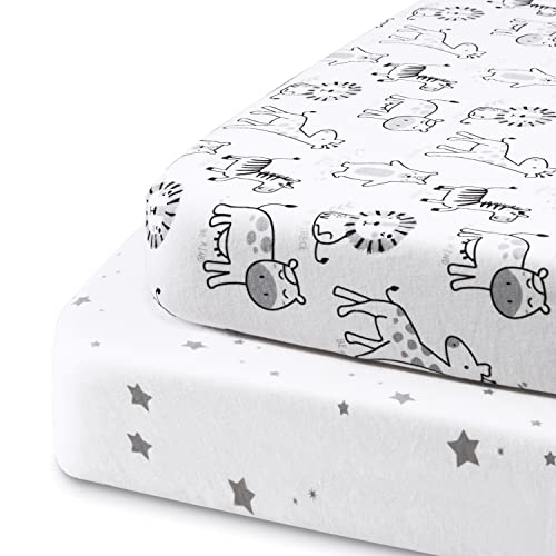 Beberoad Love 2 Pack Baby Bassinet Sheets, 100% Cotton Soft Universal Fitted Sheets for Oval, Hourglass and Rectangular Bassinet Mattress Pad-Elastic Washable, White, 32 x 18 x 3 Inches