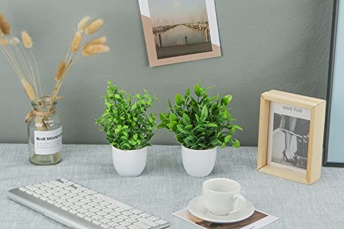 Miracliy 4 Packs Mini Fake Plants Artificial Potted Eucalyptus Faux Plants for Home Office Farmhouse Bathroom Table Shelf Decor Indoor