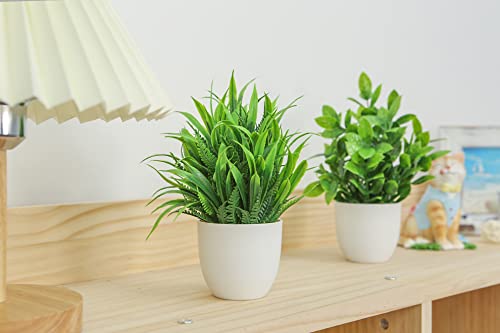 Miracliy 4 Packs Mini Fake Plants Artificial Potted Eucalyptus Faux Plants for Home Office Farmhouse Bathroom Table Shelf Decor Indoor