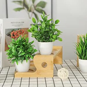 Miracliy 4 Packs Mini Fake Plants Artificial Potted Eucalyptus Faux Plants for Home Office Farmhouse Bathroom Table Shelf Decor Indoor