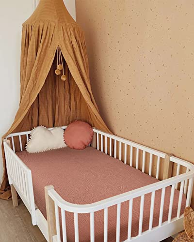 Crib Sheets for Boys Girl, Fitted Baby Toddler Bed Sheets 28" x 52", Neutral Muslin Cotton Crib Mattress Sheet with Boho Style, Soft and Breathable Comfort (Dusty Rose)