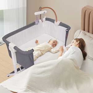 kinfant toddler beds infant bassinet - cribs bedside sleeper for new born babies adjustable portable bed with hanging dolls