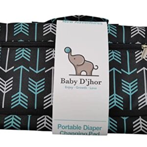 Portable Diaper Changing Pad by BabyDJhor, Open with One Hand, Unisex Baby Style, Excellent to Travel, Camping, Vacations, Gift, Register List and More. Newborn and Infant.