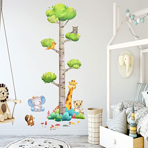 HaoFuJi Height Growth Chart for Kids Wall Stickers Animal Jungle Giraffe Owl Wall Decals Measure Stickers Children's Baby Boy Girl Kid Nursery Bedroom Playroom Wall Decor Toddler Wall Art Gift