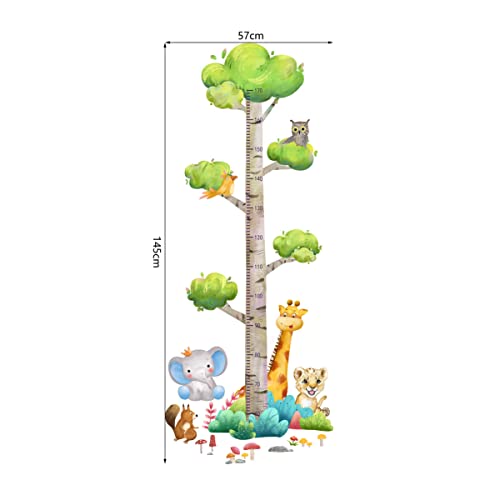 HaoFuJi Height Growth Chart for Kids Wall Stickers Animal Jungle Giraffe Owl Wall Decals Measure Stickers Children's Baby Boy Girl Kid Nursery Bedroom Playroom Wall Decor Toddler Wall Art Gift