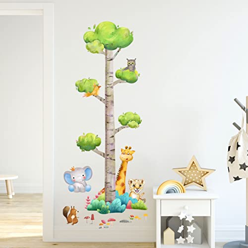 HaoFuJi Height Growth Chart for Kids Wall Stickers Animal Jungle Giraffe Owl Wall Decals Measure Stickers Children's Baby Boy Girl Kid Nursery Bedroom Playroom Wall Decor Toddler Wall Art Gift