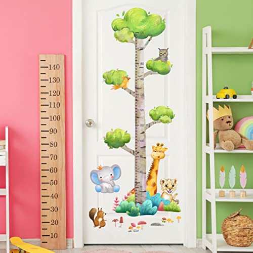 HaoFuJi Height Growth Chart for Kids Wall Stickers Animal Jungle Giraffe Owl Wall Decals Measure Stickers Children's Baby Boy Girl Kid Nursery Bedroom Playroom Wall Decor Toddler Wall Art Gift