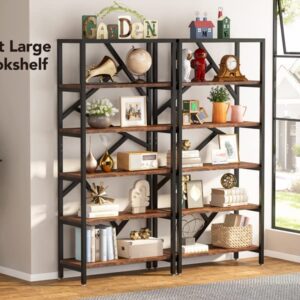 Tribesigns 6-Tier Bookshelf 71 inch Tall Bookcase, Vintage Industrial 6 Shelf Etagere Display Shelves, Open Book Storage Rack Wood Shelving Units Organizer (Brown)