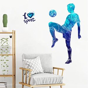 WOYINIS Colors Splash Soccer Players Wall Decal Creative Removable Football Players Silhouette Wall Stickers Peel and Stick Sports Wall Decal Art Murals for Boys Teens Room Nursery Playroom Wall Decor