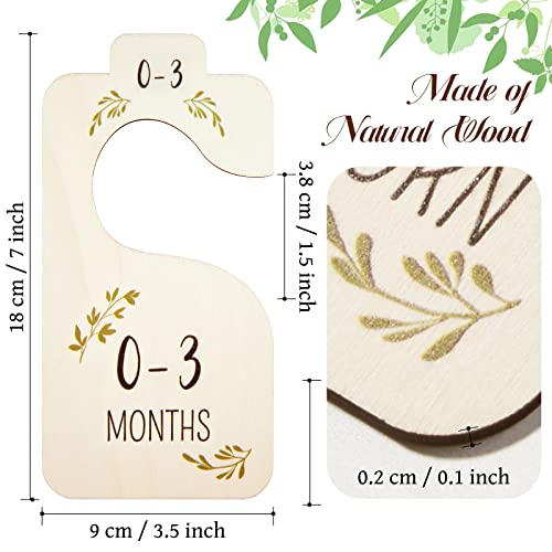 LEMEOSO Baby Closet Dividers, 8pcs Double-Sided Wooden Baby Closet Organizers from Newborn to 24 Months Adorable Nursery Decor Baby Clothes Size Hanger Dividers for Baby Girls Boys