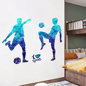 WOYINIS Colors Splash Soccer Players Wall Decal Creative Removable Football Players Silhouette Wall Stickers Peel and Stick Sports Wall Decal Art Murals for Boys Teens Room Nursery Playroom Wall Decor