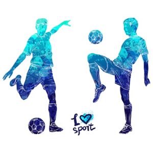 WOYINIS Colors Splash Soccer Players Wall Decal Creative Removable Football Players Silhouette Wall Stickers Peel and Stick Sports Wall Decal Art Murals for Boys Teens Room Nursery Playroom Wall Decor