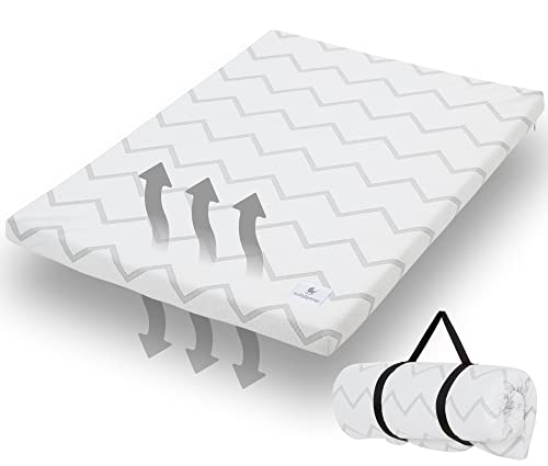 Babylicious Waterproof Pack and Play Mattress Topper - 38" x 26" - Roll Up Style - Breathable Soft Memory Foam - Portable Playard Mattress Topper- Baby Foam Playpen Mattresses for Babies