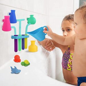 Gifts2U Bath Toy for Kids Age 4-8, 25PCS Color Changing Silicone Water Lab Suction Bath Toy Set for Toddlers, Bathtub Play Stem Buiding Toys with Mesh Storage Bag