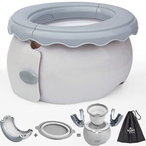 bluesnail travel potty for toddlers, to go potty with storage bag (light gray)