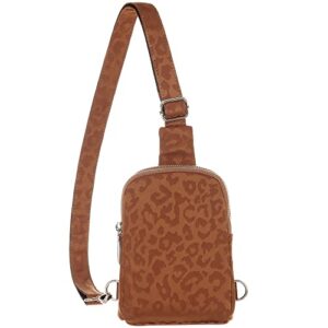 haytijoe small sling bag, fanny packs purse nylon fabric crossbody bags for women girls traveling hiking walking, gifts for her (nylon-leopard brown)