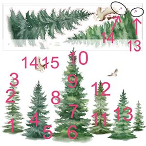 decalmile Watercolor Large Pine Trees Wall Decals Woodland Branch Birds Wall Decals Nursery Bedroom Living Room Wall Decor(H: 95cm)
