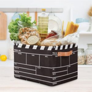 Movie Clapper Board Large Storage Bin Collapsible Storage Basket with Handles,Film Theme Laundry Basket Hamper Organizer Foldable Storage Box for Toys Bedroom Kids Room Nursery Dorm Set of 1